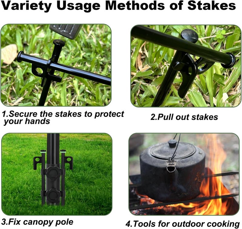 HOLANHING 24Pcs Tent Stakes, 12in Heavy Duty Tent Stakes with Storage Pouch, Dia 0.35" Forged Steel Stakes for Tent Used on Rocks, Grassland, Snowfield(24Pcs 12in Stakes) - Image 5